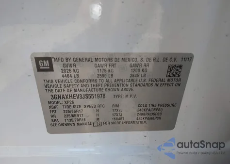 2018 Chevrolet Equinox Ls from USA, damaged, VIN 3GNAXHEV3JS551978